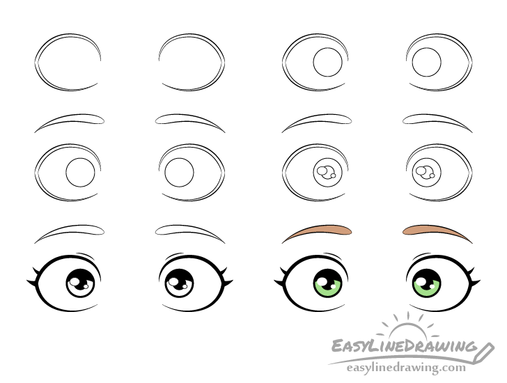 Scared eyes drawing step by step