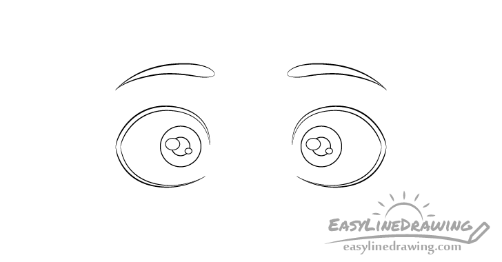 Scared eyes pupils drawing