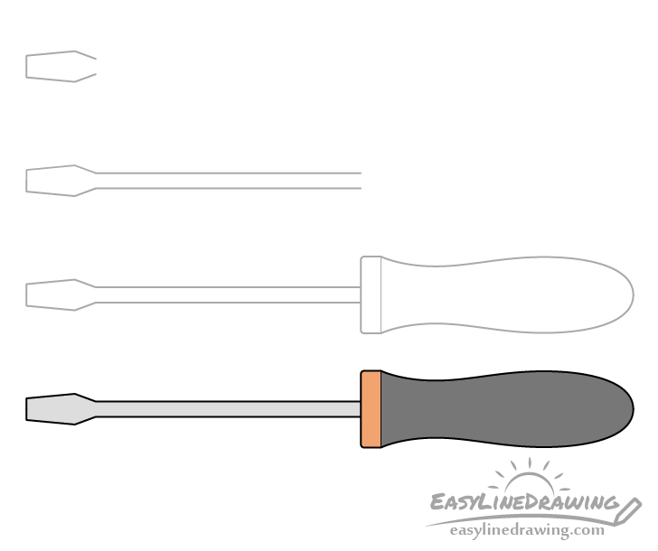 Screwdriver drawing step by step