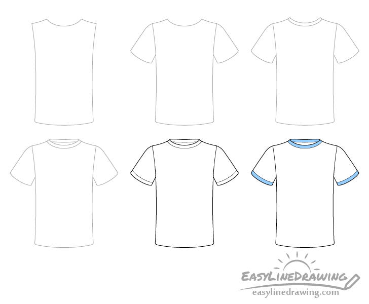 mål Spaceship Relaterede How to Draw a T-Shirt Step by Step - EasyLineDrawing