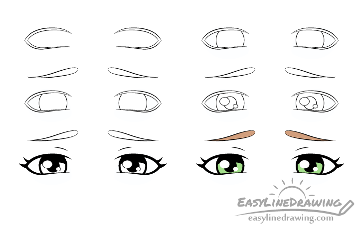 Upset eyes drawing step by step