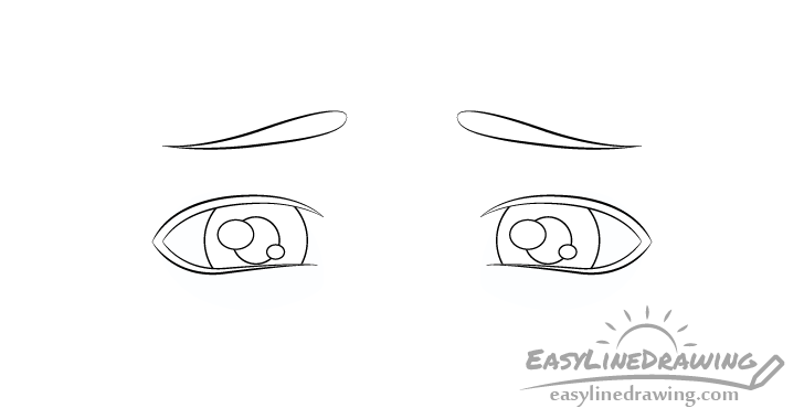 Upset eyes pupils drawing