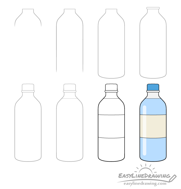 How to draw a Water bottle step by step for beginners 