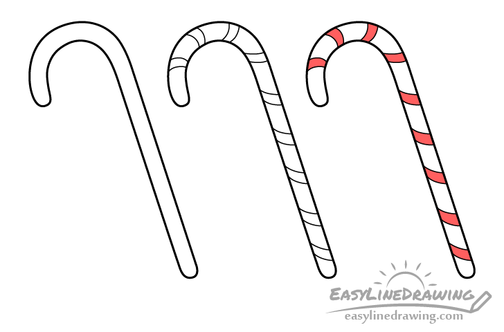 Candy cane drawing step by step