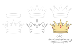 How to Draw a Crown Step by Step - EasyLineDrawing