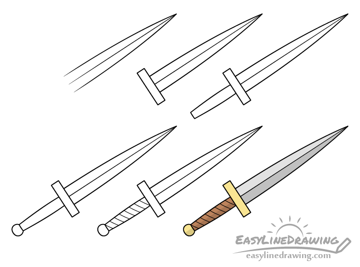 Dagger drawing step by step