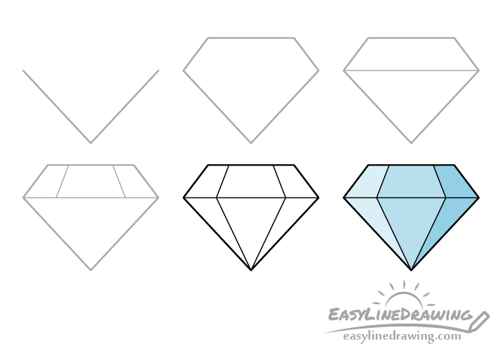 Diamond drawing step by step