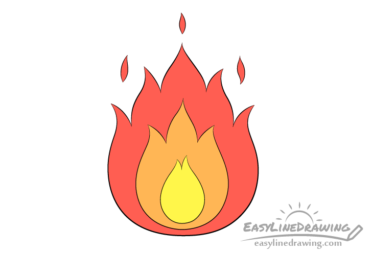 How to Draw Fire Step by Step - EasyLineDrawing