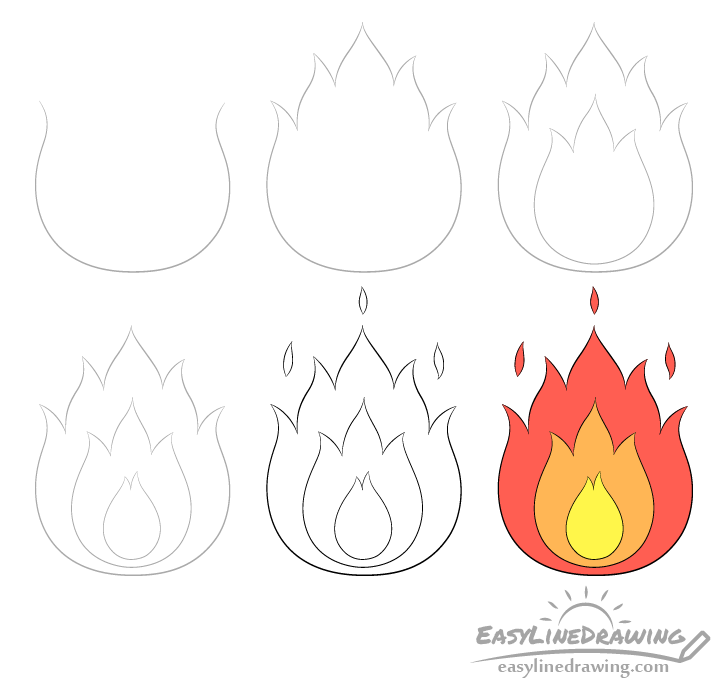 Fire drawing step by step