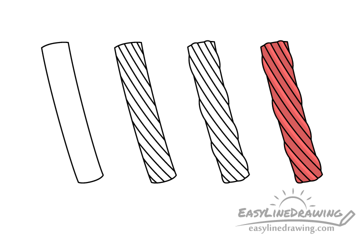 licorice twist candy drawing step by step