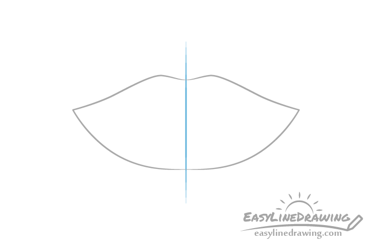 Lips outline drawing with centerline