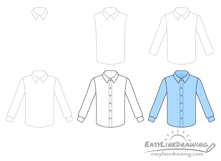 Shirt drawing step by step