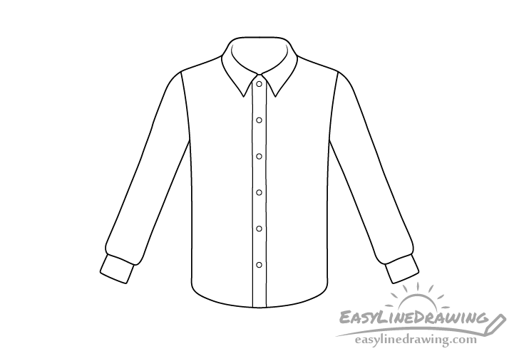 shirt line drawing - Hướng dẫn cách vẽ áo sơ mi nam có cổ đơn giản với 6 bước cơ bản