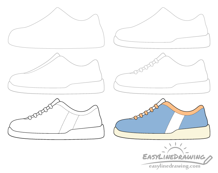 Shoe drawing step by step