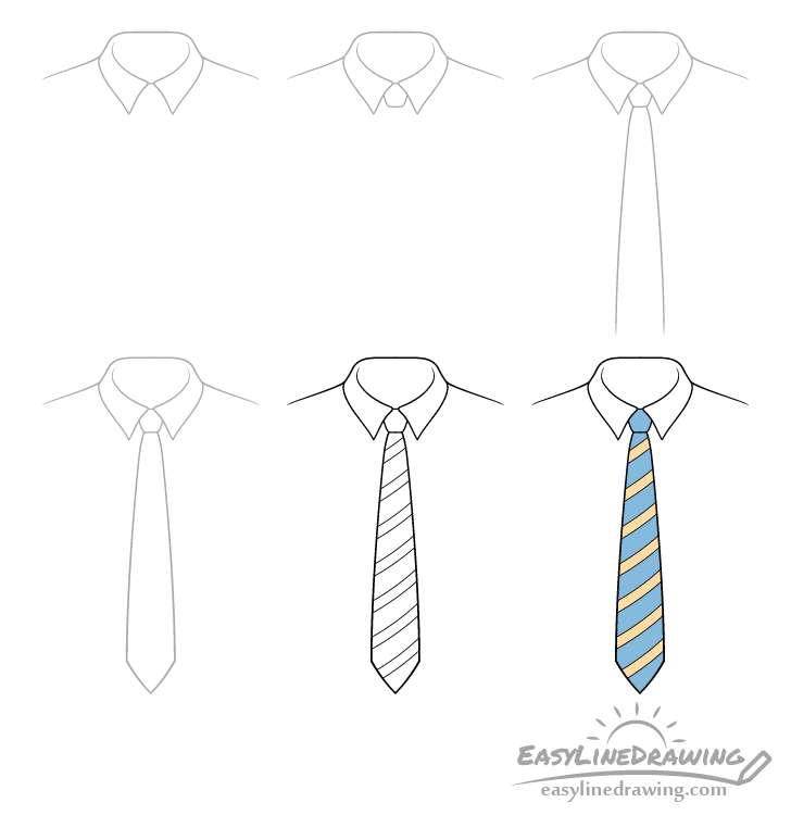 Tie drawing step by step