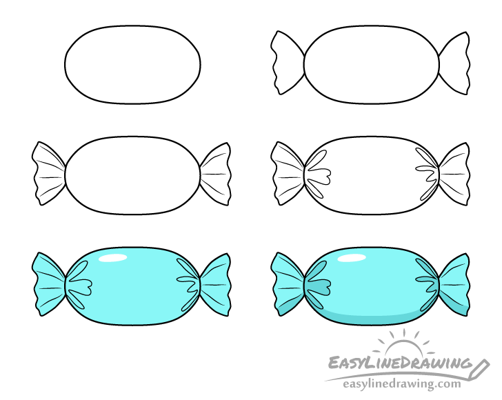 wrapped candy drawing step by step