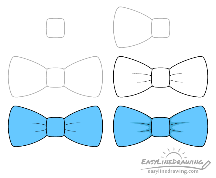 Woestijn delicatesse meten How to Draw a Bow Tie Step by Step - EasyLineDrawing