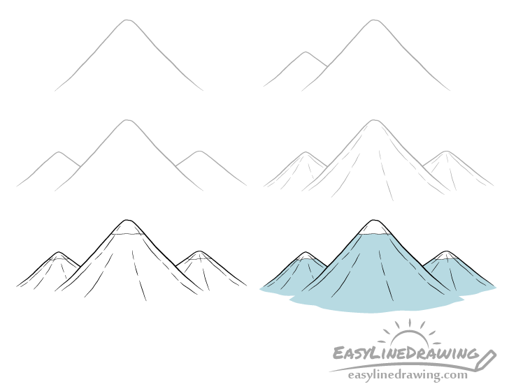 Mountains drawing step by step