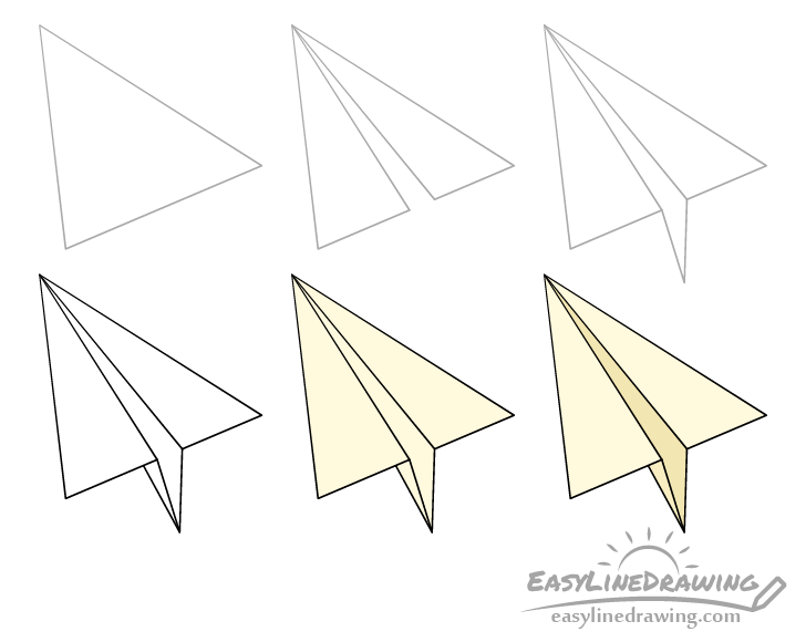 Paper airplane drawing step by step