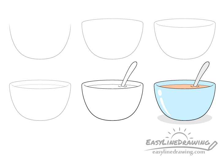 Soup bowl drawing step by step