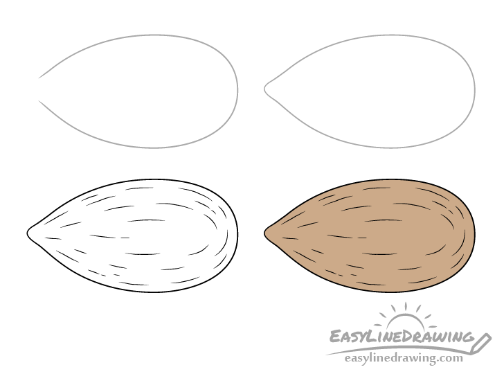 Almond drawing step by step