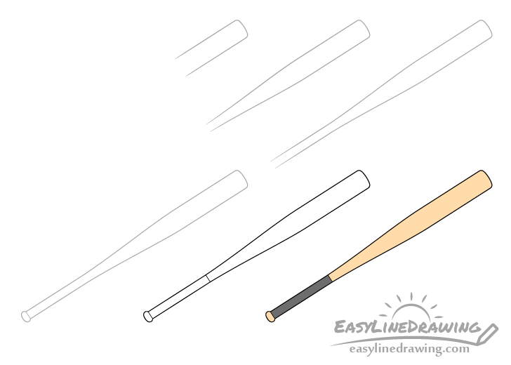 Baseball bat drawing step by step
