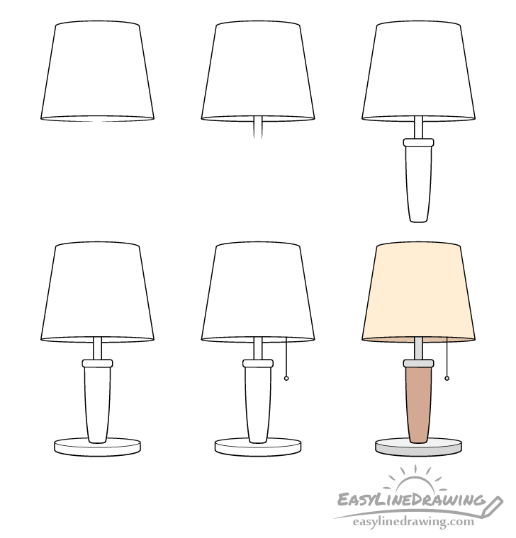 Lamp drawing step by step