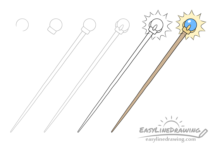 Magic staff drawing step by step