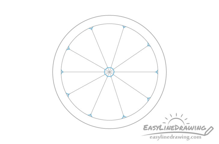 Orange slice segments rounded corners drawing