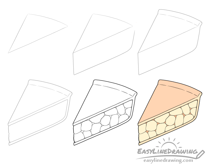 Pie slice drawing step by step