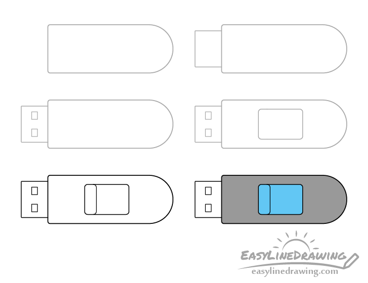 USB stick drawing step by step