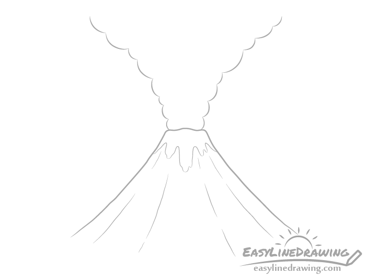 How to Draw a Volcano Step by Step  EasyLineDrawing