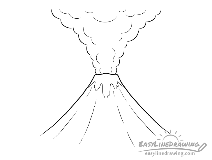 Volcano line drawing