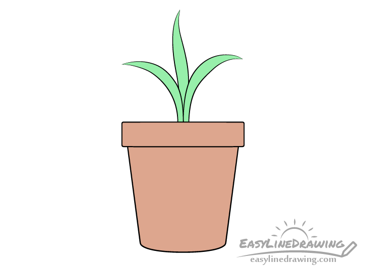 Kig forbi serviet Minimer How to Draw a Plant Pot Step by Step - EasyLineDrawing