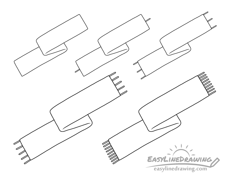 scarf fringe drawing step by step