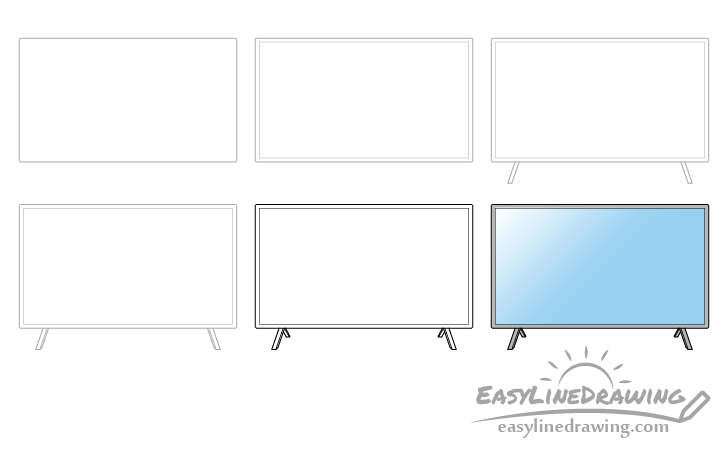 television drawing step by step - Hướng dẫn cách vẽ tivi đơn giản với 6 bước cơ bản