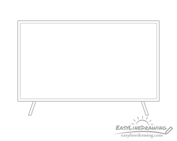 television legs front drawing - Hướng dẫn cách vẽ tivi đơn giản với 6 bước cơ bản