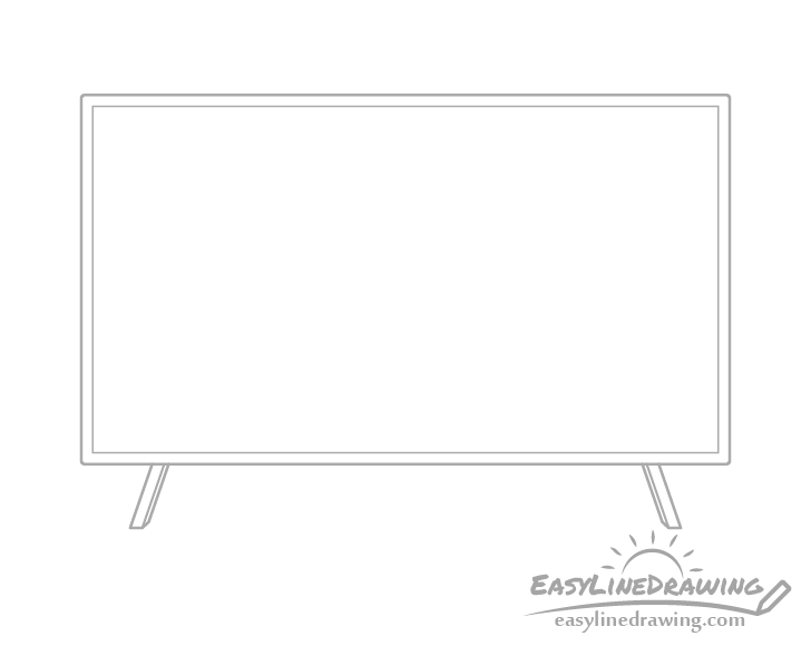 television legs sides drawing - Hướng dẫn cách vẽ tivi đơn giản với 6 bước cơ bản