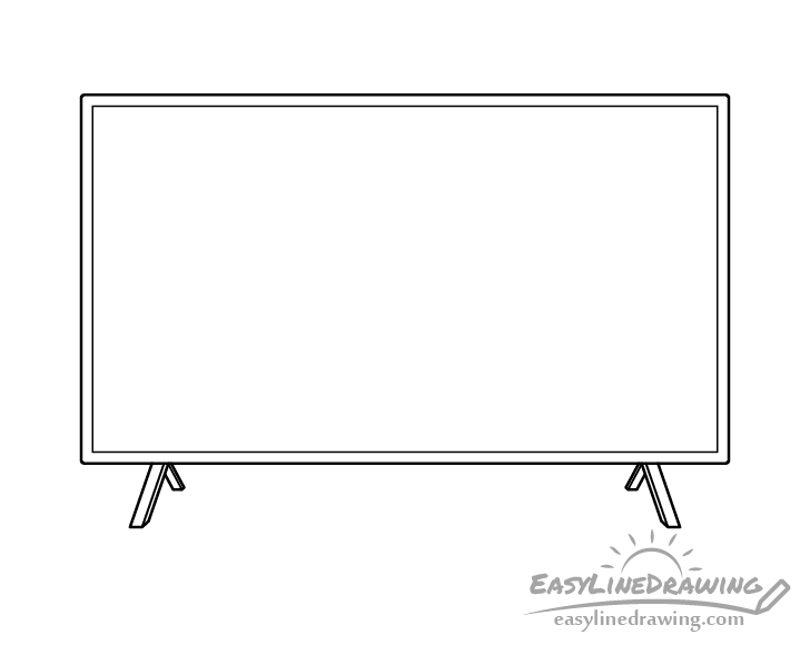 television line drawing - Hướng dẫn cách vẽ tivi đơn giản với 6 bước cơ bản
