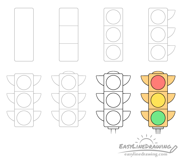 Traffic lights line drawing style design Vector Image