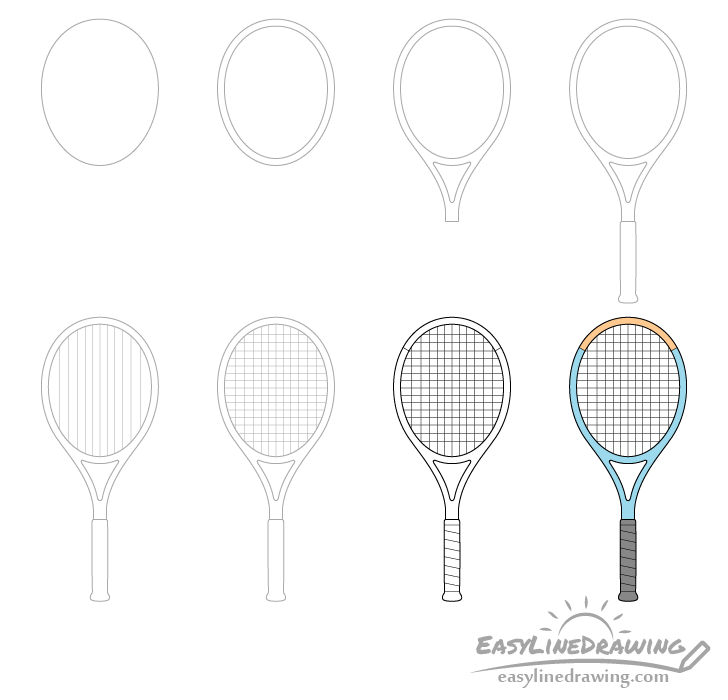 Tennis racket drawing step by step