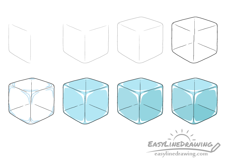 Ice cube drawing step by step