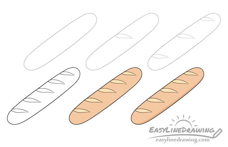 Baguette drawing step by step
