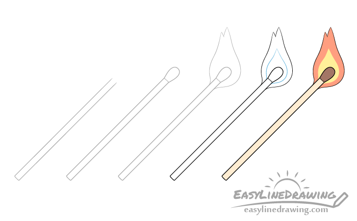 Match drawing step by step