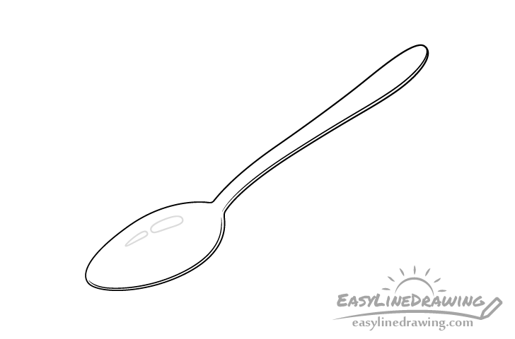 Spoon reflection outline drawing
