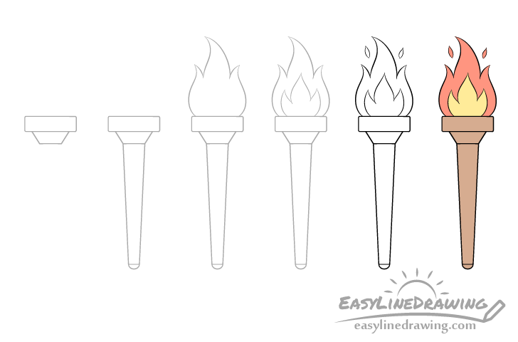 Torch drawing step by step