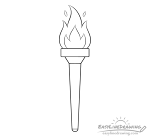 How to Draw a Torch Step by Step - EasyLineDrawing