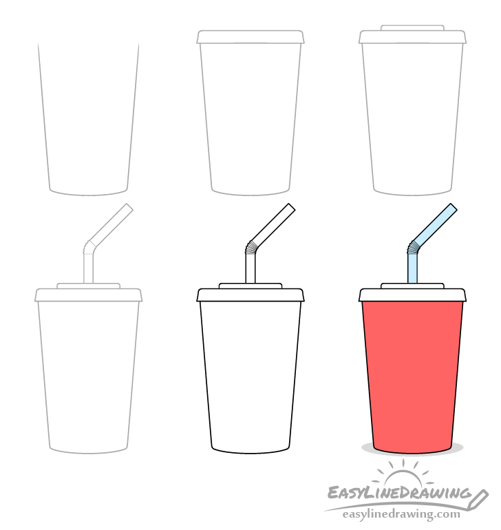 Soda cup drawing step by step