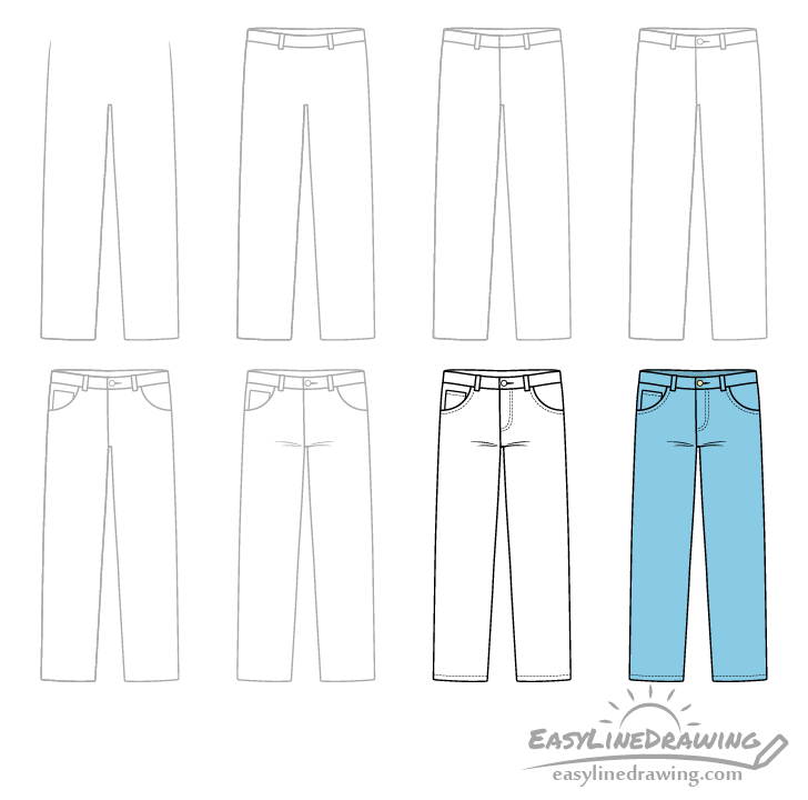Jeans drawing step by step