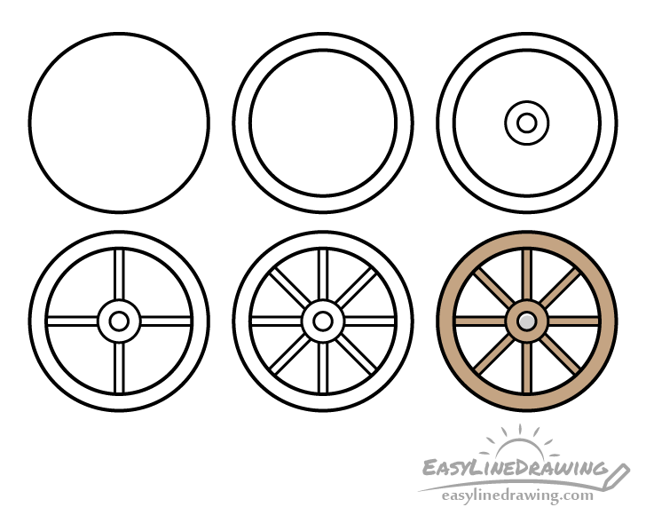 Cannon wheel drawing step by step